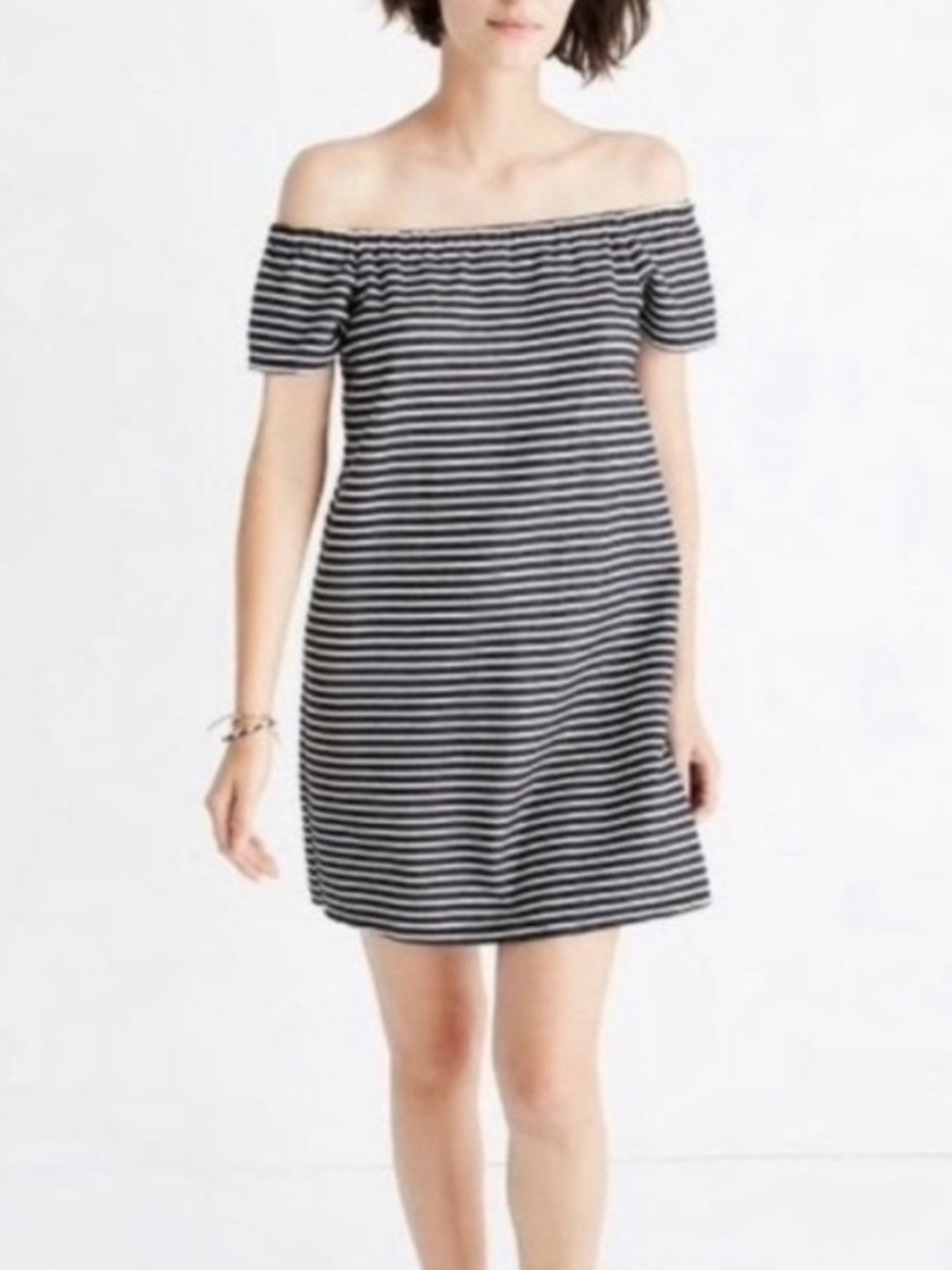 Madewell Melody Striped Mini Off Shoulder Women’s Dress